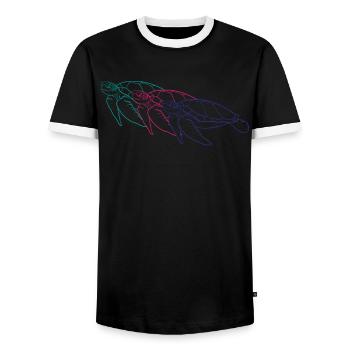 Trio Turtles Sea Dream Gift - Men's Ringer Shirt - black/white - Front - AI Model Female 172 light (172cm) & AI Model Male 178 light (178cm)