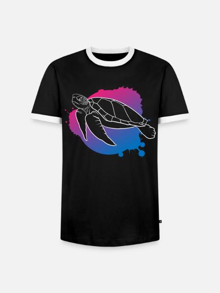 Ocean Wave Turtle Freedom Gift - Men's Ringer Shirt - black/white