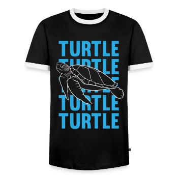 TURTLE Schattenbild Wortkunst Geschenk - Männer Kontrast-T-Shirt - Schwarz/Weiß - Vorne - AI Model Female 172 light (172cm) & AI Model Male 178 light (178cm)