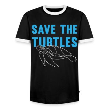 Protects Turtles Eco-Conscious Gift - Men's Ringer Shirt - black/white - Front - AI Model Female 172 light (172cm) & AI Model Male 178 light (178cm)
