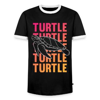 TURTLE Schattenbild Wortkunst Geschenk - Männer Kontrast-T-Shirt - Schwarz/Weiß - Vorne - AI Model Female 172 light (172cm) & AI Model Male 178 light (178cm)