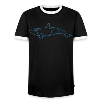 Elegant Orca Silhouettes Sea Dream - Men's Ringer Shirt - black/white - Front - AI Model Female 172 light (172cm) & AI Model Male 178 light (178cm)
