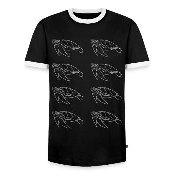 Turtle Family Ocean Love Environmental Protection - Men's Ringer Shirt - black/white - Front - AI Model Female 172 light (172cm) & AI Model Male 178 light (178cm)
