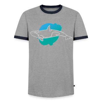 Ozeanischer Orca Silhouette Meeresliebe - Männer Kontrast-T-Shirt - Grau/Navy  - Vorne - AI Model Female 172 light (172cm) & AI Model Male 178 light (178cm)