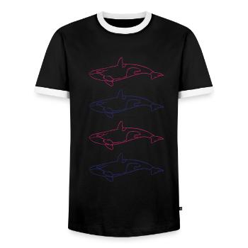 Cadeau de beauté de la mer de la famille d’orques - T-shirt contrasté Homme - noir/blanc - Devant - AI Model Female 172 light (172cm) & AI Model Male 178 light (178cm)