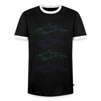 Cadeau de beauté de la mer de la famille d’orques - T-shirt contrasté Homme - noir/blanc - Devant - AI Model Female 172 light (172cm) & AI Model Male 178 light (178cm)