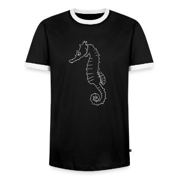 Seahorse Silhouette Ocean Aura Gift - Men's Ringer Shirt - black/white - Front - AI Model Female 172 light (172cm) & AI Model Male 178 light (178cm)