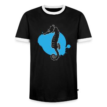 Silhouette Seepferdchen Ozean - Männer Kontrast-T-Shirt - Schwarz/Weiß - Vorne - AI Model Female 172 light (172cm) & AI Model Male 178 light (178cm)