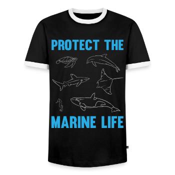 Sagittarius Marine Life Ocean Awareness - Men's Ringer Shirt - black/white - Front - AI Model Female 172 light (172cm) & AI Model Male 178 light (178cm)