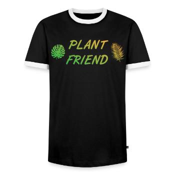 Plant Friend Green Heart for Botany - Men's Ringer Shirt - black/white - Front - AI Model Female 172 light (172cm) & AI Model Male 178 light (178cm)