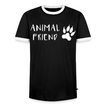 Animal Lover Font Paw Print Style - Men's Ringer Shirt - black/white - Front - AI Model Female 172 light (172cm) & AI Model Male 178 light (178cm)