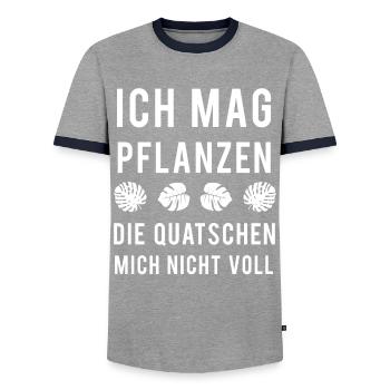 Pflanzenfreund Leises Grün - Männer Kontrast-T-Shirt - Grau/Navy  - Vorne - AI Model Female 172 light (172cm) & AI Model Male 178 light (178cm)