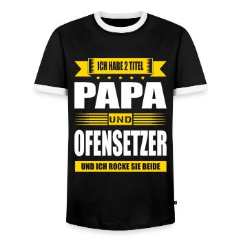 Zwei Titel Papa Und Ofensetzer Ofenbauer - Männer Kontrast-T-Shirt - Schwarz/Weiß - Vorne - AI Model Female 172 light (172cm) & AI Model Male 178 light (178cm)