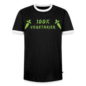 Stolzer Vegetarier - 100% Pflanzlich - Männer Kontrast-T-Shirt - Schwarz/Weiß - Vorne - AI Model Female 172 light (172cm) & AI Model Male 178 light (178cm)