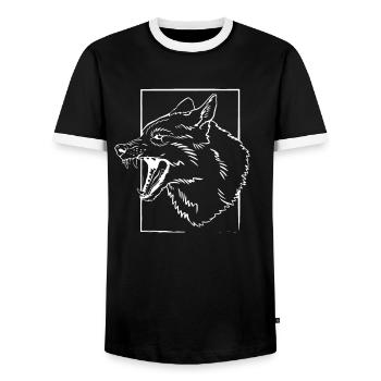 Celtic Wolf - Mystic Symbol - Men's Ringer Shirt - black/white - Front - AI Model Female 172 light (172cm) & AI Model Male 178 light (178cm)