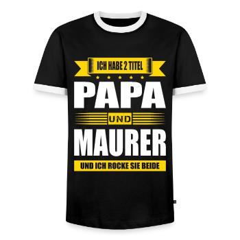 Zwei Titel Papa Und Maurer Geselle Meister Fun - Männer Kontrast-T-Shirt - Schwarz/Weiß - Vorne - AI Model Female 172 light (172cm) & AI Model Male 178 light (178cm)