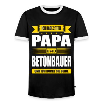 Zwei Titel Papa Und Betonbauer Plattenbau - Männer Kontrast-T-Shirt - Schwarz/Weiß - Vorne - AI Model Female 172 light (172cm) & AI Model Male 178 light (178cm)