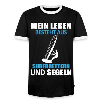 Surfboard & Sail - My Life - Men's Ringer Shirt - black/white - Front - AI Model Female 172 light (172cm) & AI Model Male 178 light (178cm)