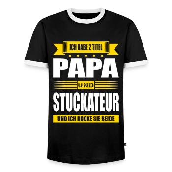 Zwei Titel Papa Und Stuckateur Geselle Meister - Männer Kontrast-T-Shirt - Schwarz/Weiß - Vorne - AI Model Female 172 light (172cm) & AI Model Male 178 light (178cm)