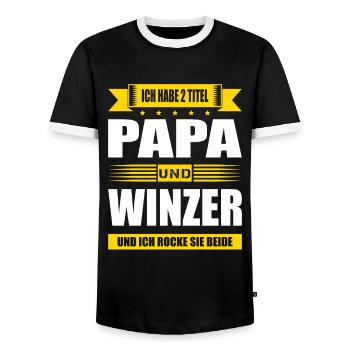 Zwei Titel Papa Und Winzer Spruch Weinanbau - Männer Kontrast-T-Shirt - Schwarz/Weiß - Vorne - AI Model Female 172 light (172cm) & AI Model Male 178 light (178cm)