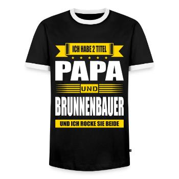 Zwei Titel Papa Und Brunnenbauer Brunnenbau - Männer Kontrast-T-Shirt - Schwarz/Weiß - Vorne - AI Model Female 172 light (172cm) & AI Model Male 178 light (178cm)