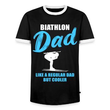 Cool Biathlon Dad Unique - Men's Ringer Shirt - black/white - Front - AI Model Female 172 light (172cm) & AI Model Male 178 light (178cm)