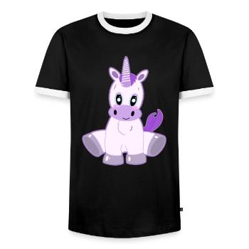Licorne mignonne - Regard magique - T-shirt contrasté Homme - noir/blanc - Devant - AI Model Female 172 light (172cm) & AI Model Male 178 light (178cm)