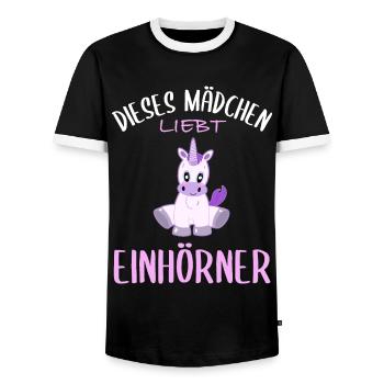 Filles et licornes - Un amour magique - T-shirt contrasté Homme - noir/blanc - Devant - AI Model Female 172 light (172cm) & AI Model Male 178 light (178cm)