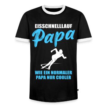 Eisschnelllauf Papa Cool Geschenk - Männer Kontrast-T-Shirt - Schwarz/Weiß - Vorne - AI Model Female 172 light (172cm) & AI Model Male 178 light (178cm)