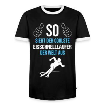 Top Speed Skaters in the World Gift - Men's Ringer Shirt - black/white - Front - AI Model Female 172 light (172cm) & AI Model Male 178 light (178cm)