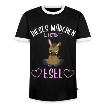 Mädchen & Esel Liebe - Unzertrennlich - Männer Kontrast-T-Shirt - Schwarz/Weiß - Vorne - AI Model Female 172 light (172cm) & AI Model Male 178 light (178cm)