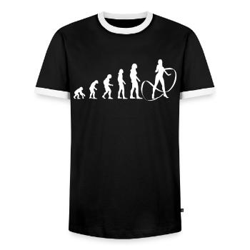 Evolution to Gymnastics Star Gift - Men's Ringer Shirt - black/white - Front - AI Model Female 172 light (172cm) & AI Model Male 178 light (178cm)