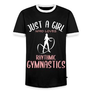 Fille Aime La Gymnastique Rythmique - T-shirt contrasté Homme - noir/blanc - Devant - AI Model Female 172 light (172cm) & AI Model Male 178 light (178cm)