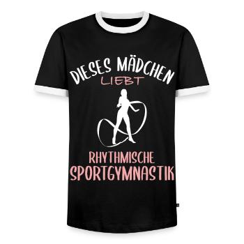 Fille Aime La Gymnastique Rythmique - T-shirt contrasté Homme - noir/blanc - Devant - AI Model Female 172 light (172cm) & AI Model Male 178 light (178cm)