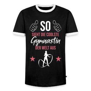 Gymnast Elite - The Coolest - Men's Ringer Shirt - black/white - Front - AI Model Female 172 light (172cm) & AI Model Male 178 light (178cm)