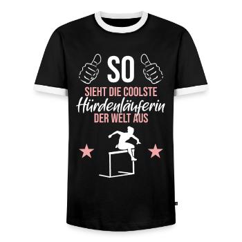 World's best hurdler - Men's Ringer Shirt - black/white - Front - AI Model Female 172 light (172cm) & AI Model Male 178 light (178cm)