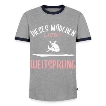 Saut en longueur amour - T-shirt contrasté Homme - gris/marine  - Devant - AI Model Female 172 light (172cm) & AI Model Male 178 light (178cm)