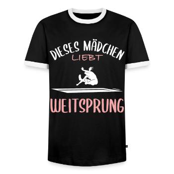 Weitsprung-Liebe - Männer Kontrast-T-Shirt - Schwarz/Weiß - Vorne - AI Model Female 172 light (172cm) & AI Model Male 178 light (178cm)