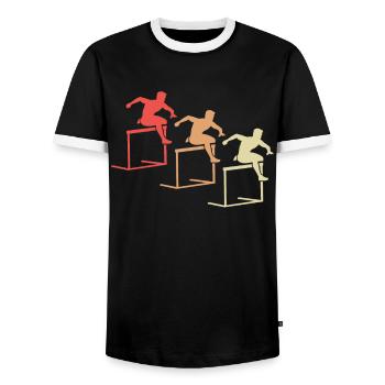 Cadeau d’Action de course d’obstacles coloré - T-shirt contrasté Homme - noir/blanc - Devant - AI Model Female 172 light (172cm) & AI Model Male 178 light (178cm)