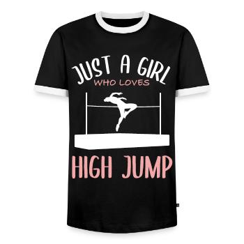 Fille Aime La Passion Du Saut En Hauteur - T-shirt contrasté Homme - noir/blanc - Devant - AI Model Female 172 light (172cm) & AI Model Male 178 light (178cm)