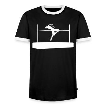 High Jump Athlete Jump Dynamics Gift - Men's Ringer Shirt - black/white - Front - AI Model Female 172 light (172cm) & AI Model Male 178 light (178cm)