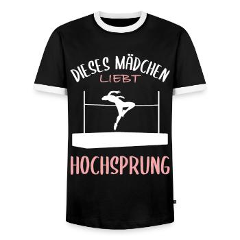 Fille Aime La Passion Du Saut En Hauteur - T-shirt contrasté Homme - noir/blanc - Devant - AI Model Female 172 light (172cm) & AI Model Male 178 light (178cm)