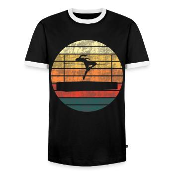 Silhouette de saut en hauteur coucher de soleil - T-shirt contrasté Homme - noir/blanc - Devant - AI Model Female 172 light (172cm) & AI Model Male 178 light (178cm)