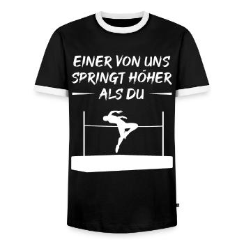 Unsere Sprungkraft toppt deine - Männer Kontrast-T-Shirt - Schwarz/Weiß - Vorne - AI Model Female 172 light (172cm) & AI Model Male 178 light (178cm)