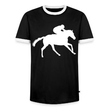 Gallop Races - Pure Adrenaline - Men's Ringer Shirt - black/white - Front - AI Model Female 172 light (172cm) & AI Model Male 178 light (178cm)