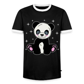 Cuddly panda under the stars - Men's Ringer Shirt - black/white - Front - AI Model Female 172 light (172cm) & AI Model Male 178 light (178cm)