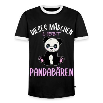 Girl's heart for pandas - Men's Ringer Shirt - black/white - Front - AI Model Female 172 light (172cm) & AI Model Male 178 light (178cm)