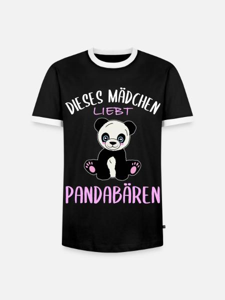 Mädchenherz für Pandas - Männer Kontrast-T-Shirt - Schwarz/Weiß