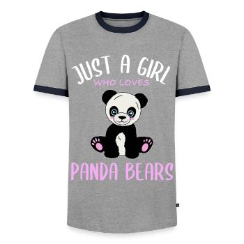 Un cœur de fille pour les pandas - T-shirt contrasté Homme - gris/marine  - Devant - AI Model Female 172 light (172cm) & AI Model Male 178 light (178cm)
