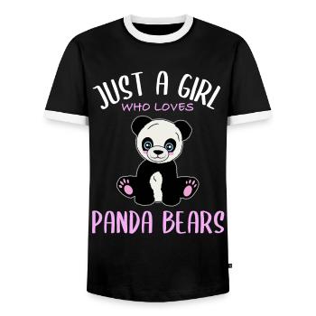Girl's heart for pandas - Men's Ringer Shirt - black/white - Front - AI Model Female 172 light (172cm) & AI Model Male 178 light (178cm)